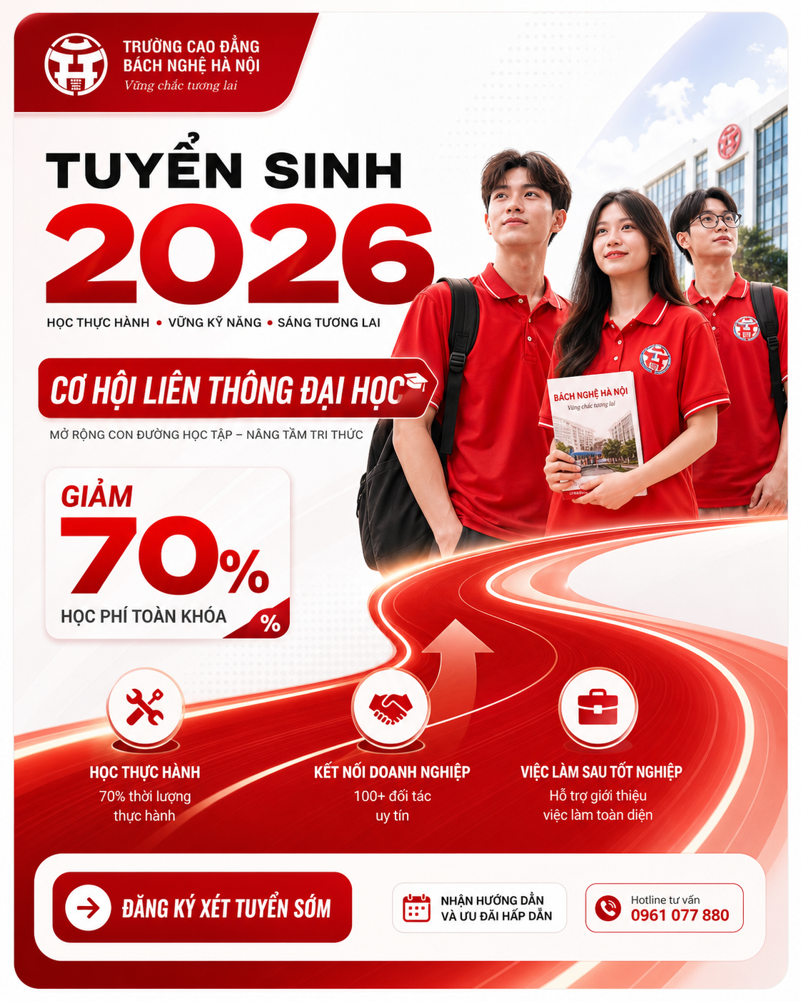 Poster tuyển sinh 2026 và cơ hội liên thông đại học